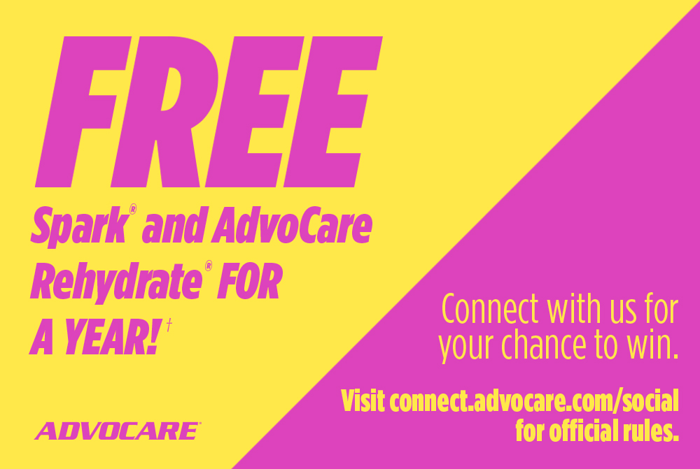 PRIZE PACK: One (1) Complete AdvoCare Glow® System, plus Spark® and AdvoCare Rehydrate® for a year! 